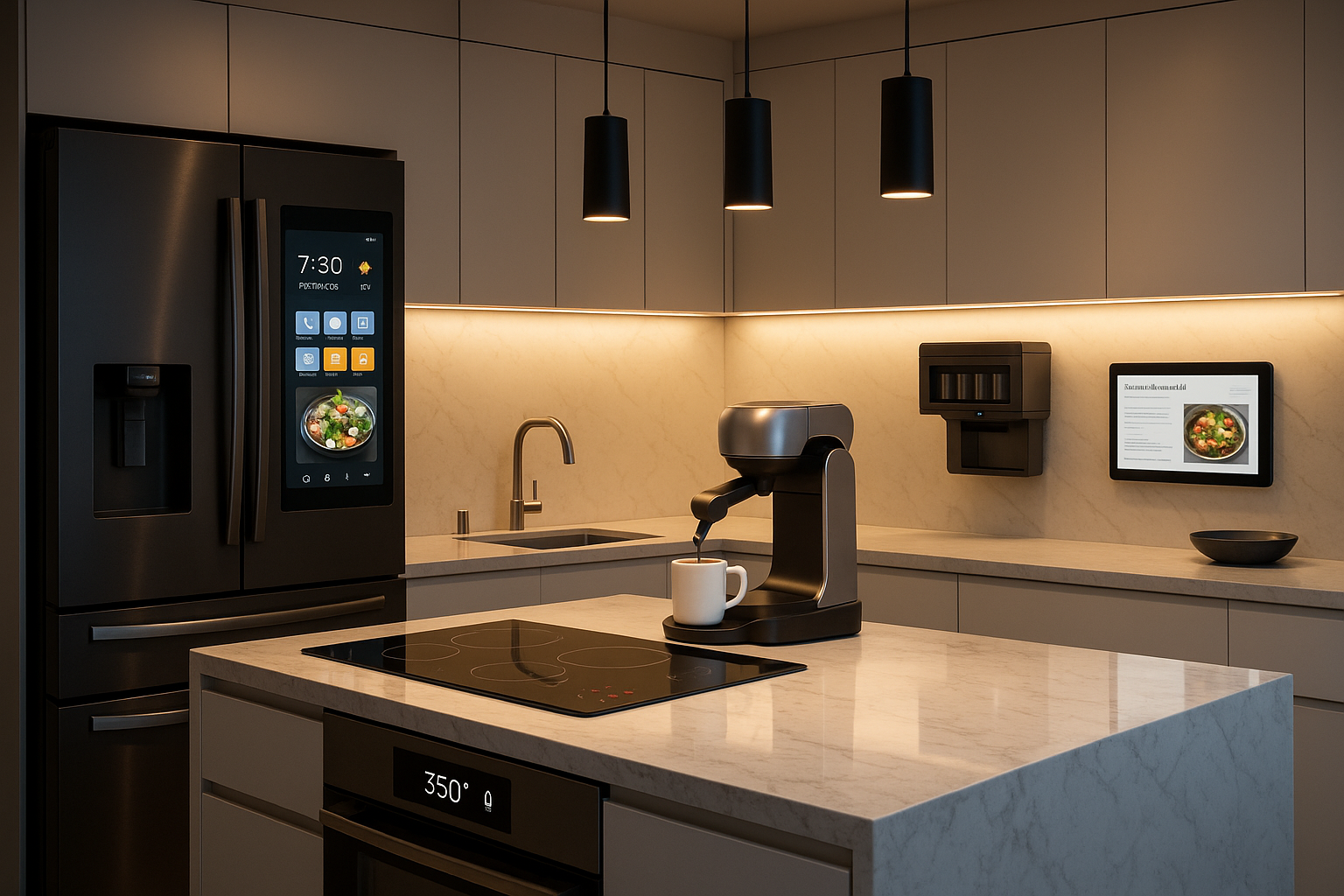 Image of a beautiful kitchen with cool gadgets 